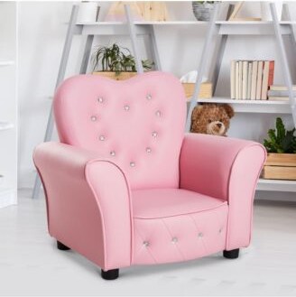 Maison Boucle Kids Tufted Armchair With Crystal Accents Pink Toddler Sofa For Girls Bedroom Or Playroom Maison Boucle