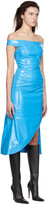 Thumbnail for your product : Rokh Blue Off-Shoulder Faux-Leather Midi Dress