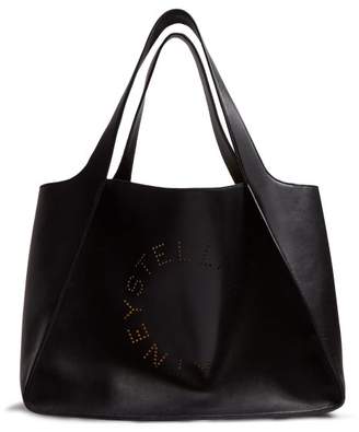 Stella McCartney Stella Perforated Logo Faux Leather Tote - Womens - Black