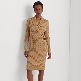 Petite Pearlized Button Trim Ribbed Sweater Dress