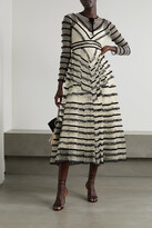Thumbnail for your product : RED Valentino Velvet And Lace-trimmed Point D'esprit Tulle Midi Dress - Ivory