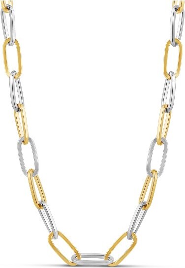 SHYMI SHYMITwo-Tone7mmOvalPaperclipNecklace—18kGold-Filled&Rhodium-Plated24\