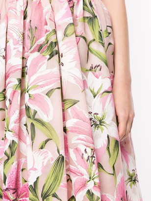 Dolce & Gabbana Lily Print Flared Style Dress