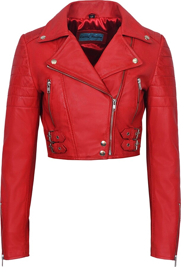 red cropped jacket