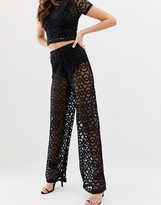Thumbnail for your product : ASOS DESIGN sheer geo lace wide leg