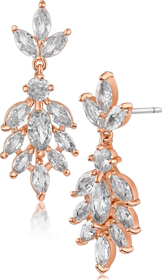 CZ by Kenneth Jay Lane Marquise CZ Leaf Shape Drop Earrings
