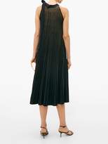 Thumbnail for your product : Elie Saab Tie Neck Metallic Ribbed Knit Midi Dress - Womens - Black