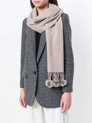N.Peal fur-bobble knitted scarf