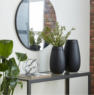 Peyton Lane Set Of 2 Black Ceramic Vase With Cut Out Patterns