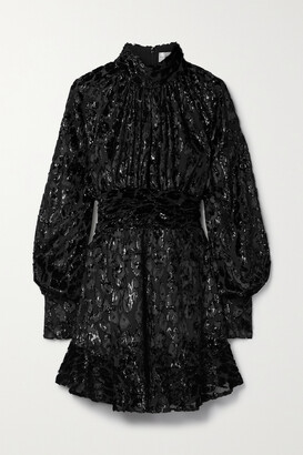 Rebecca Vallance Aspen Devoré-velvet Mini Dress - Black