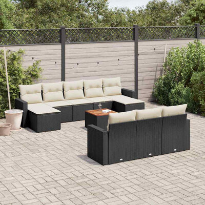 VidaXL Garden Sofa Set Black And Cream