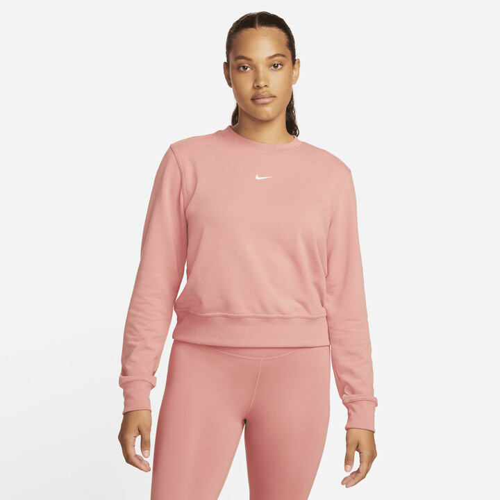 Nike Women's Dri-FIT One Crew-Neck French Terry Sweatshirt in Pink -  ShopStyle Activewear Tops