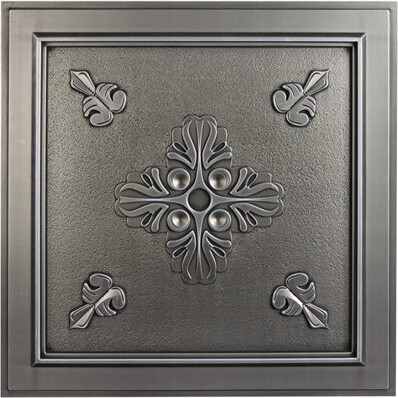 uDecor Belfast 1.98 ft. x 1.98 ft. Drop-in or Glue-Up Vinyl Ceiling Tile in Antique Nickel