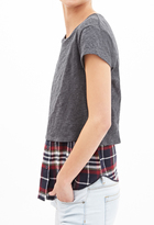 Thumbnail for your product : Forever 21 Plaid Shirttail Tee