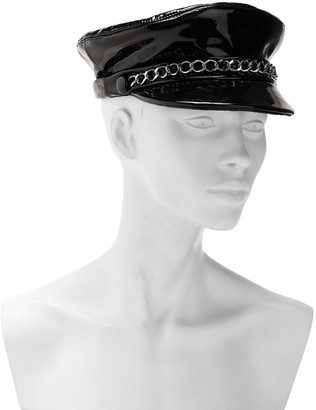 Eugenia Kim Chain-trimmed Patent-leather Cap