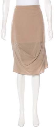 Brunello Cucinelli Silk-Trimmed Knee-Length Skirt Tan Silk-Trimmed Knee-Length Skirt