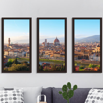 Picture Perfect International Florence City Scape, Italy - 3 Piece Picture Frame Photograph Print Set on Acrylic