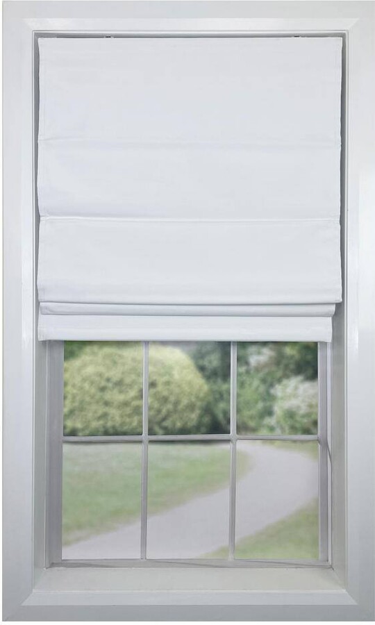 Versailles Home Fashions Ivory Cordless Blackout Polyester/Linen Roman Shades - 31 in. W x 63 in. L