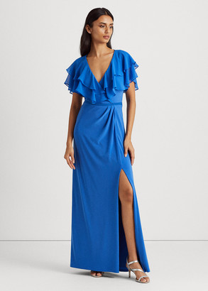 ralph lauren ruffled jersey gown
