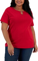 Thumbnail for your product : Karen Scott Plus Size Ladder V-Neck Top, Created for Macy's