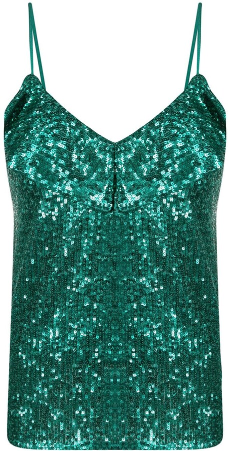 Green sequin cami top Clearance