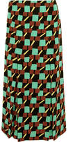Thumbnail for your product : Prada Printed Silk Crepe De Chine Wrap Skirt - Turquoise