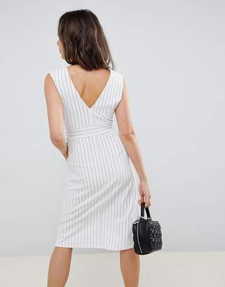 ASOS Design Stripe Wrap Dress With D-Ring Detail