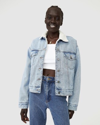 Cotton On Women's Blue Denim jacket - The Denim Sherpa Trucker Jacket -  ShopStyle