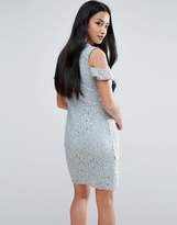 Thumbnail for your product : Miss Selfridge Petite Lace Cold Shoulder Mini Dress
