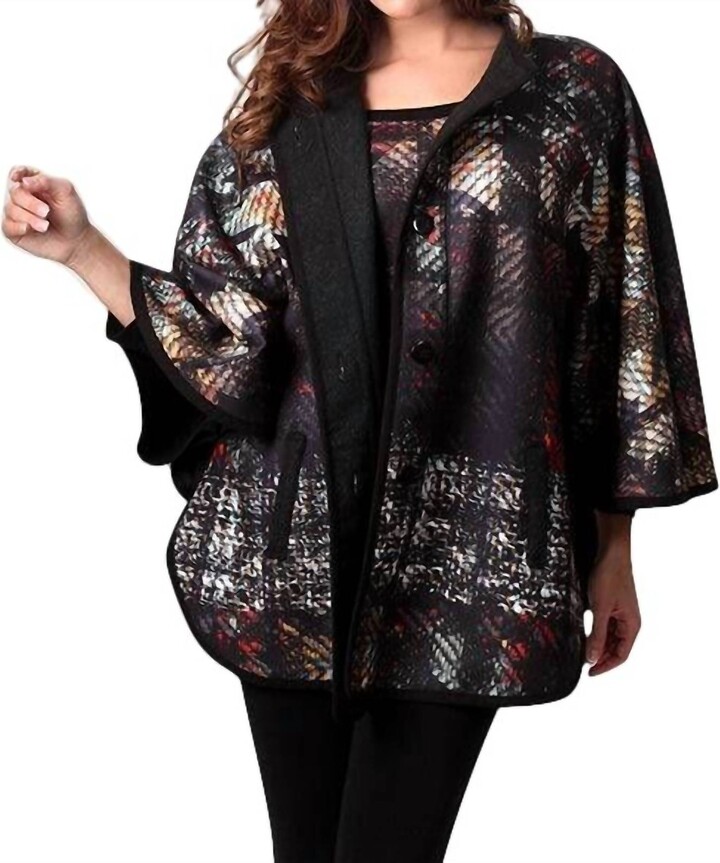 ANGEL Graphic Cocoon Cape In Black Multi