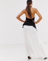 Thumbnail for your product : ASOS DESIGN halter pleated colourblock maxi dress