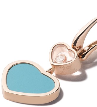 Chopard 18kt rose gold Happy Hearts turquoise and diamond drop earrings