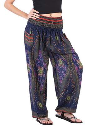 CandyHusky Elastic Waist Loose Fit Baggy Gypsy Hippie Boho Yoga Harem Pants