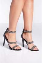 Thumbnail for your product : Quiz Rose Gold Diamante Triple Strap Heeled Sandals