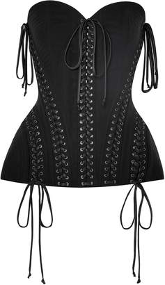Dolce & Gabbana Lace-up Satin-trimmed Stretch-tulle Bustier Top