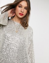 Thumbnail for your product : Asos Tall ASOS DESIGN Tall sequin long sleeved mini dress