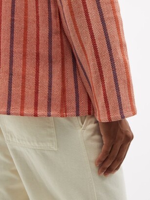 Harago - Striped Cotton-khadi Shirt - Orange Multi