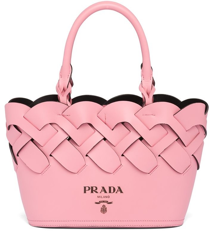 prada woven tote bag