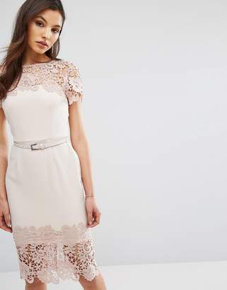 Paper Dolls Cap Sleeve Midi Dress With Lace Detail