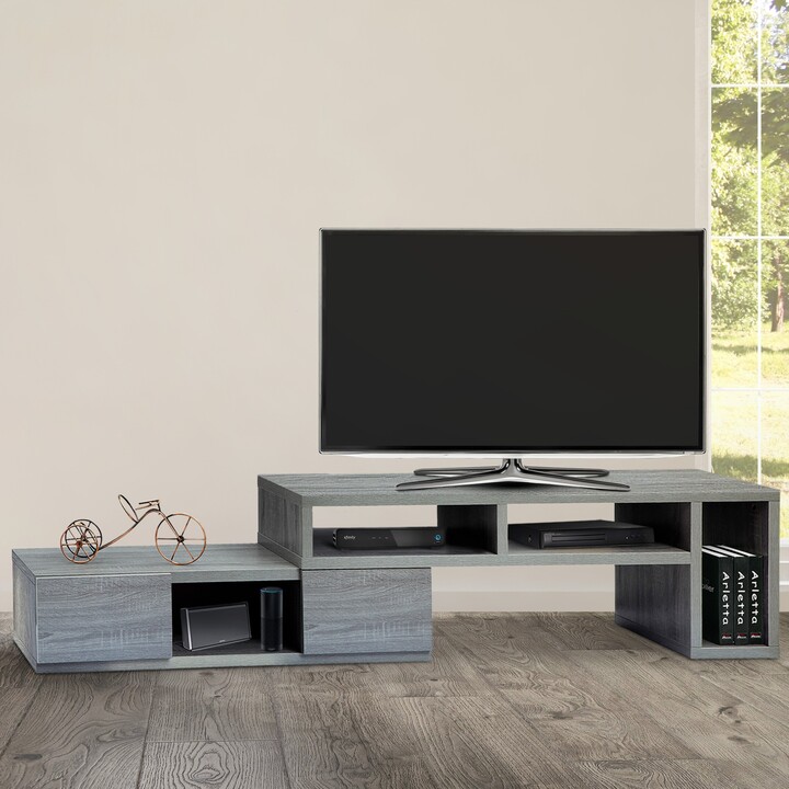 IGEMAN Asymmetrical TV Stand Expandable TV Console with Storage for TVs
