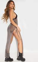 Thumbnail for your product : PrettyLittleThing Pewter Metallic Knitted Maxi Dress