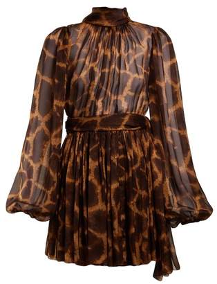 Dolce & Gabbana Giraffe Print Tie Neck Dress - Womens - Animal