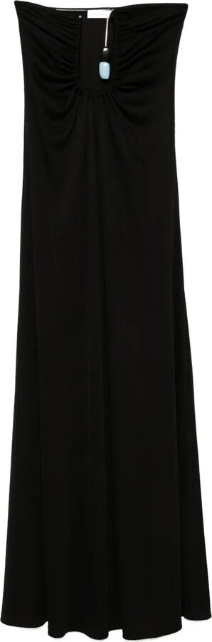 Helix crystal ribbed strapless dress