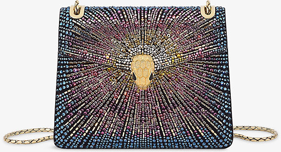 Bvlgari Womens Multicolor Serpenti Forever Day-To-Night Small Crystal and Leather Shoulder Bag 1 Size