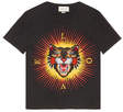 gucci cotton tshirt with angry cat applique