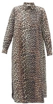 Thumbnail for your product : Ganni Leopard-print Cotton-poplin Shirt Dress - Leopard