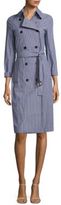 Thumbnail for your product : MICHAEL Michael Kors Pane Striped Trench Coat