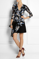 Thumbnail for your product : Topshop Wool-paneled printed silk-crepe mini dress