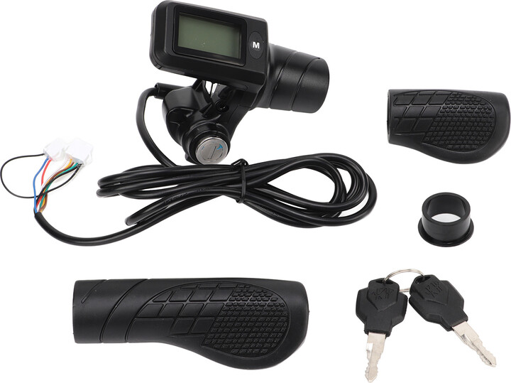 Keenso 805 LCD Display Panel Throttle Grip Set Electric Bike Scooter Twist Half Throttle Grip with LCD Panel for 22.5mm Handlebars