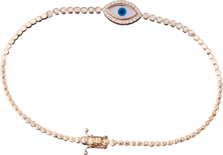 MOV Diamond & Jewelry Against Evil Eye Diamond And Mother Of Pear Solid Gold Bracelet
